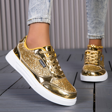 UNICORN Ladies Glittery Road Running Shoes Golden and Silvery Sparkling