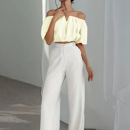 UNICORN Off-the-Shoulder Solid Color Short Blouse  Daily Wear, Parties, All-Season xs s m l