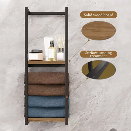 UNICORN 2-Layer Iron Wall-Mounted Towel Rack Black