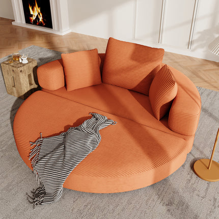 UNICORN Multifunctional Freestanding Foldable Sofa Bed Boneless Couch Oval Bed with Cushions, Modular Sofa Cord Fabric Cover (173 x 176 cm) Suitable for Apartments Living Room Bedroom