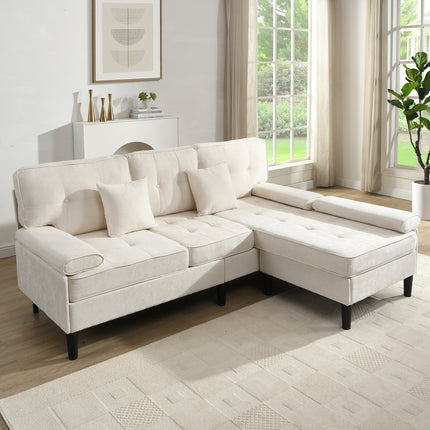 UNICORN L-shaped Corner Sofa Three-seat Multi-functional Chaise Lounge Gray Beige