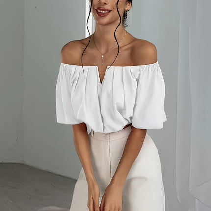 UNICORN Off-the-Shoulder Solid Color Short Blouse  Daily Wear, Parties, All-Season xs s m l