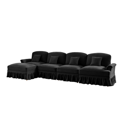 UNICORN L-Shaped 4-Seater Sofa Comfortable Seating for Living Room Black