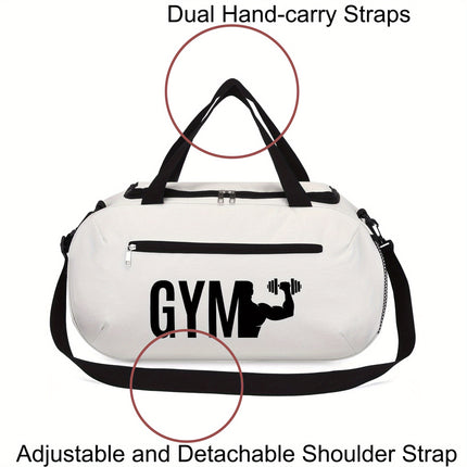 UNICORN GYM Fitness Theme Print Duffel Bag Large Capacity White Black Blue