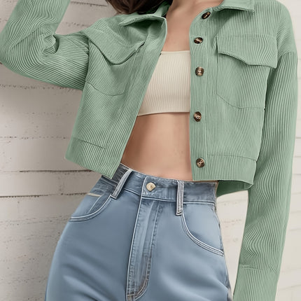 UNICORN Women'S Light Green Corduroy Jacket with Flap Pockets s m l xl