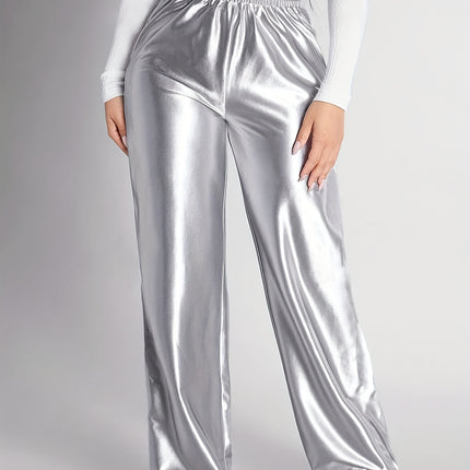 UNICORN Womens Silvery-Hot Stamped Elastic Waistband Straight-Leg Pants s m l xl xxl