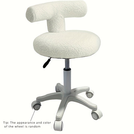 UNICORN Gray Blue Pink Rolling Stool with Lamb&apos Fleece Seat Cushion