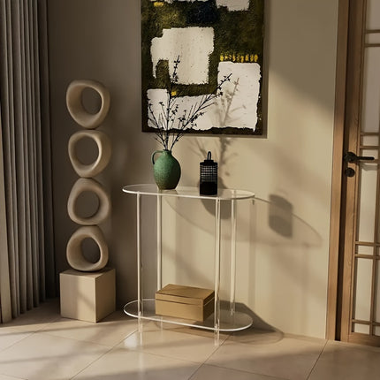 UNICORN Acrylic Oval Side Table 2-layer Bedside Table Suitable for Living Room