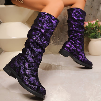 UNICORN Ladies Colorful Butterfly Series Features Stylish And Versatile High-Heeled Boots