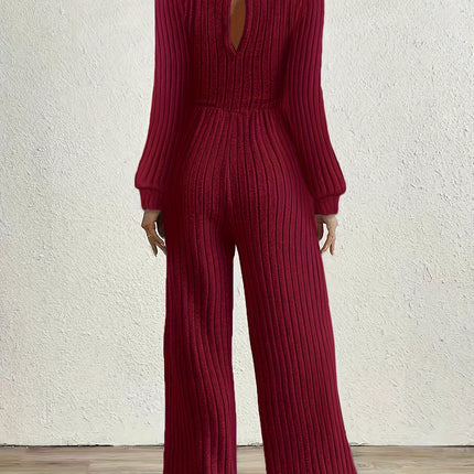 UNICORN High Neck Long Sleeve Versatile Womens Jumpsuit Solid Color s m l xl