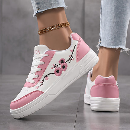 UNICORN Plum Blossom White Low-Top Casual Skate Shoes for Women