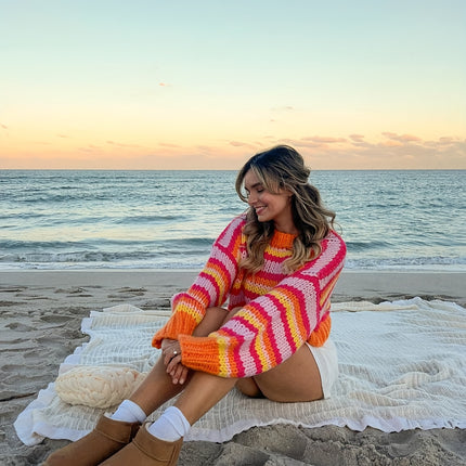 UNICORN Women'S Cozy Striped Sweater Soft Pullover with Color Block Design s m l xl