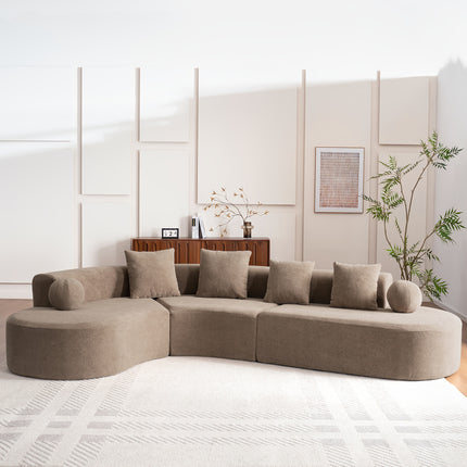 UNICORN L-Shaped Sofa Brown Modern Minimalist 327x215x65cm for Living Room