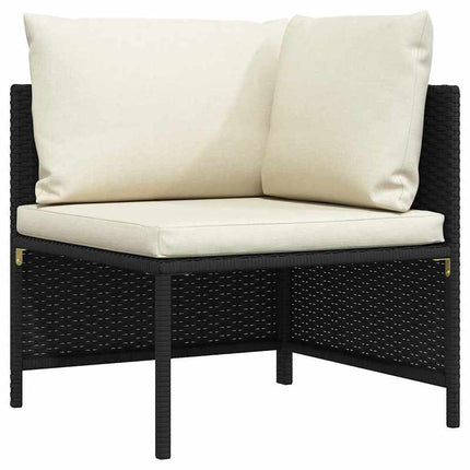 UNICORN Modular Corner Sofa with Cushions Black Poly Rattan