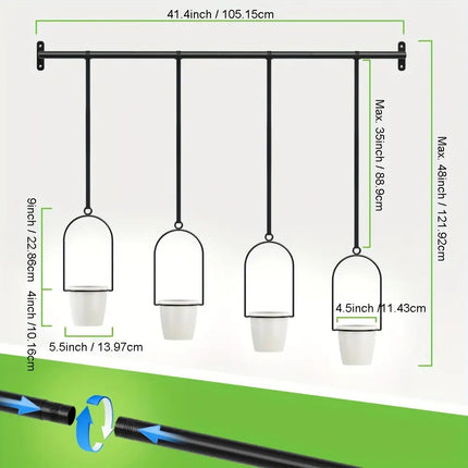 UNICORN Indoor And Outdoor Adjustable Hanging Flower Pots with 4 Pots