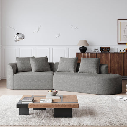 UNICORN Chenille sofa Modern, upholstered, oversized corner sofa, 4-seater, extra deep and wide seating, curved cloud couch with 4 decorative cushions, freely combinable sofa for living room and bedroom