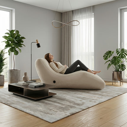 UNICORN Luxury High-End Beige L-Shaped Inflatable Sofa with Skin-Friendly Flocking