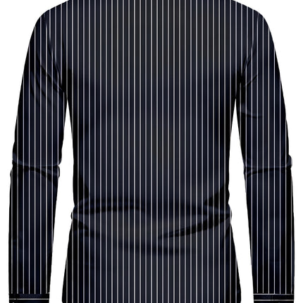 UNICORN Men's Long Sleeve Notch Lapel Button Shirt with Fine White Stripes s m l xl xxl