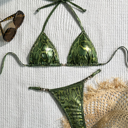 UNICORN Colorful Snake Print Halter Bikini Set 2pcs, Suitable for Vacation xs s m l