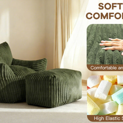 UNICORN Comfortable Bean Bag Chair with Armrests and Footstool Black White Pink Green