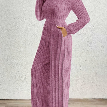 UNICORN High Neck Long Sleeve Versatile Womens Jumpsuit Solid Color s m l xl
