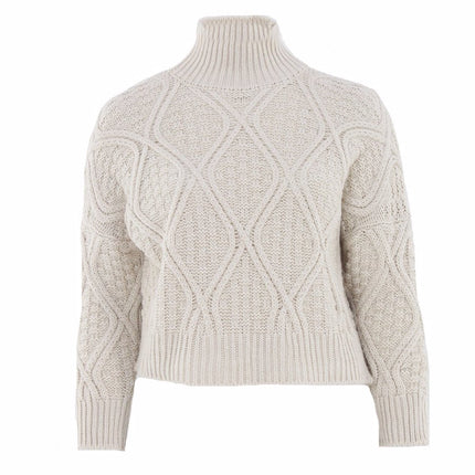 UNICORN Women's sweater cable knit beige black m xl