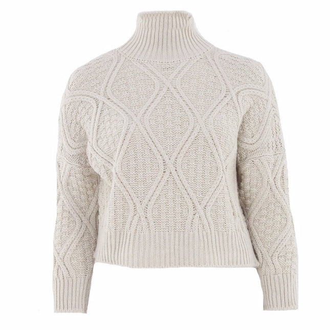 UNICORN Women's sweater cable knit beige black m xl
