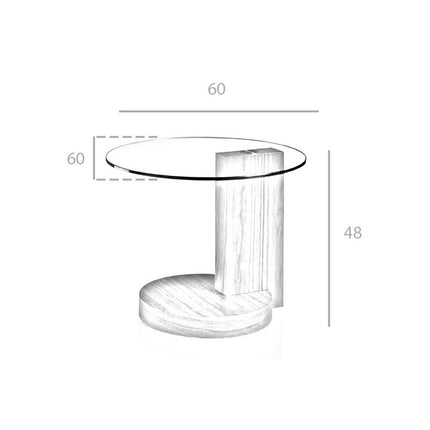 UNICORN Side table walnut wood with glass 60x60x48 cm