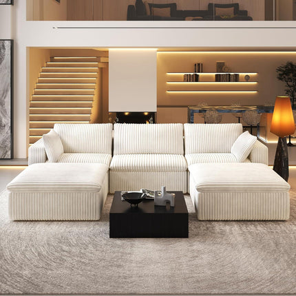 UNICORN Oversized Modern Sofa with 2 Ottomans and 2 Middle Seats