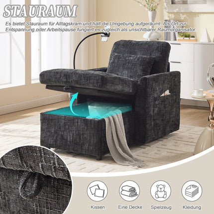 UNICORN Multifunctional Recliner Sofa, Lounge Chair with Phone Holder Black