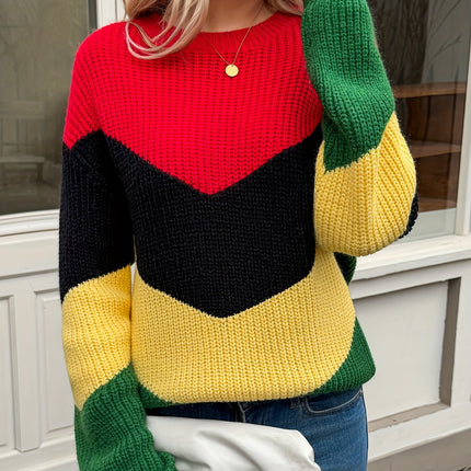 UNICORN Color-Block over-the-shoulder Sweater Round Neck Winter Sweaters s m l xl xxl