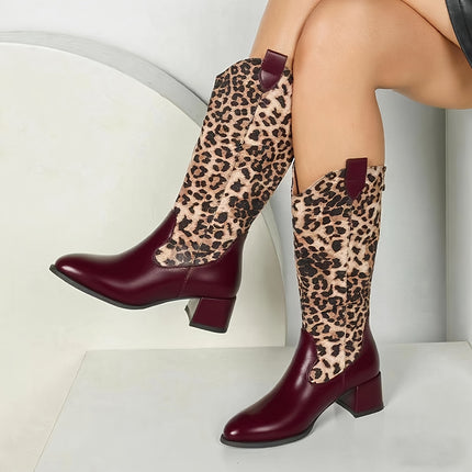 UNICORN Women'S Knee-High Boots with a Thick Heel And Back Zipper
