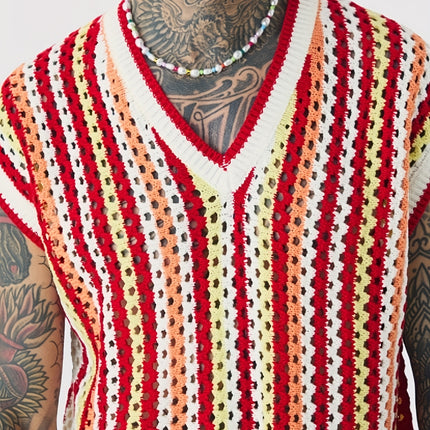 UNICORN Openwork Crochet Vest Pink Red Blue Green s m l xl xxl