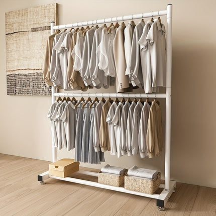 UNICORN Declaration Modern Double Tier Clothing Rack with Wheels golden black white