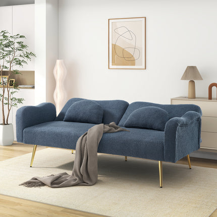 UNICORN Sleep Function Two-Seater Sofa Bed Modern Two-Seater Sofa with Adjustable Backrest + Gold-Plated Metal Feet Integrated Bed Function Multifunctional 2-in-1 Furniture Piece.