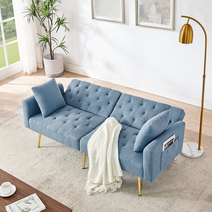 UNICORN Modern Teddy Boucle Two-Seater Sofa, 3-Stage Adjustable Backrest Blue