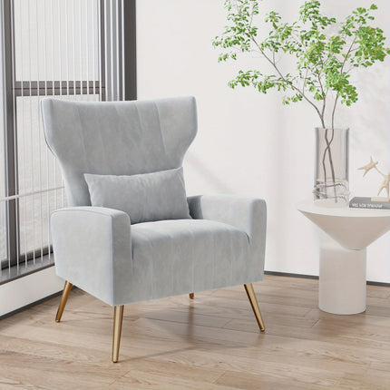 UNICORN Luxury Velvet Leisure Chair with Golden Metal Legs Beige Light Gray Black