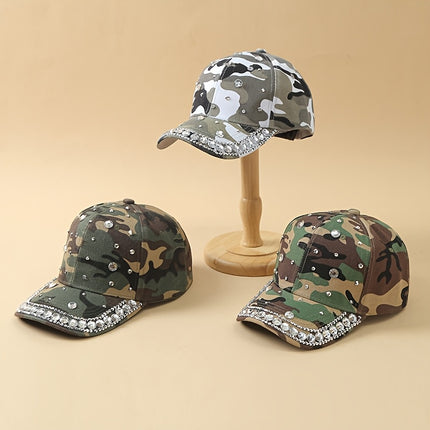 UNICORN Women Camo Rhinestone Baseball Cap Grey Green Brown Green