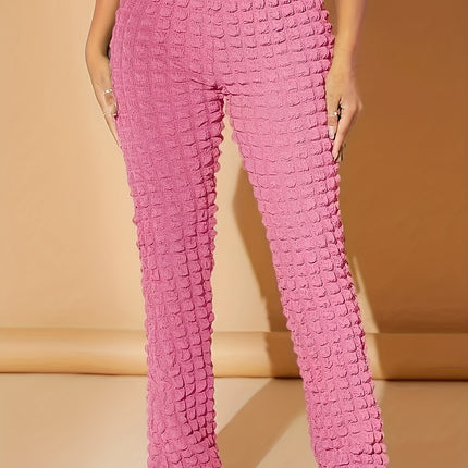 UNICORN Women High-Waisted Flare Pants Color Plaid Pattern xs s m l xl xxl