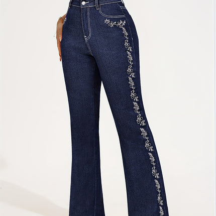 UNICORN Black Embroidered Women Denim Long Pants xs s m l xl