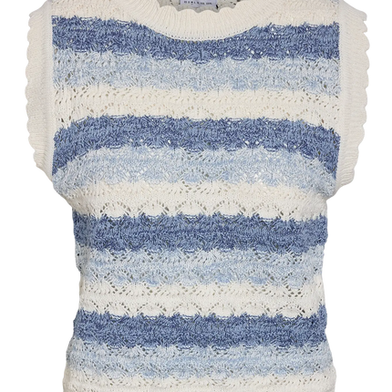 UNICORN Women's Knitted Top Blue-White | Sleeveless Spencer with Striped Pattern xs s m l xl