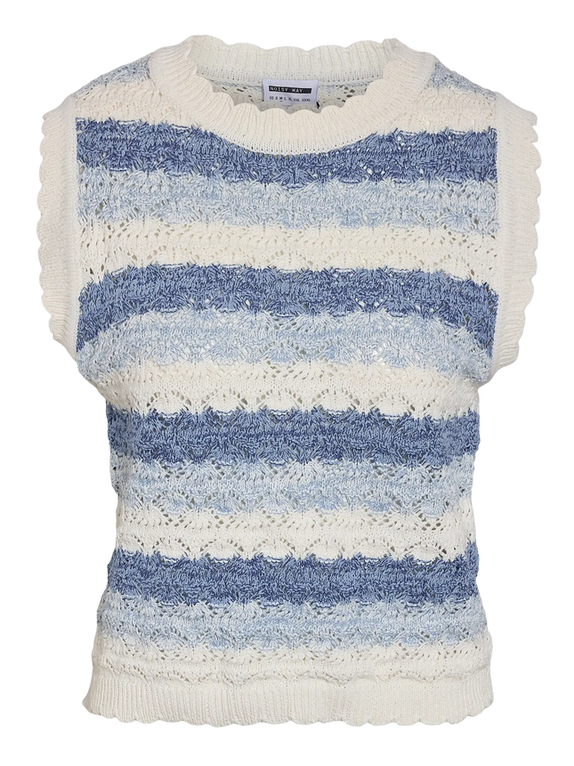 UNICORN Women's Knitted Top Blue-White | Sleeveless Spencer with Striped Pattern xs s m l xl