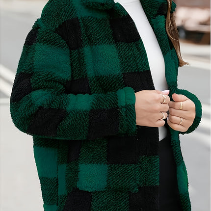 UNICORN Women'S Cozy Fleece Jacket Soft Plaid Coat with Button Front Closure s m l xl xxl