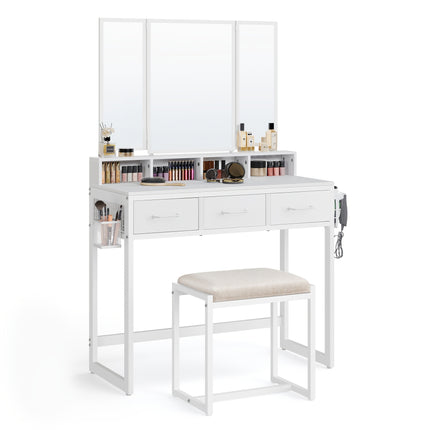 UNICORN Modern Vanity Dressing Table with Padded Stool Black