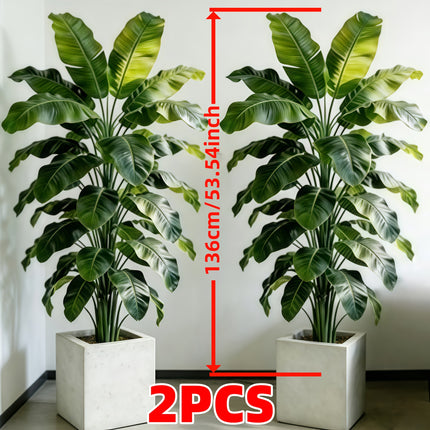 UNICORN Two 53.54-inch Large Artificial Plants Lush Green Leaves