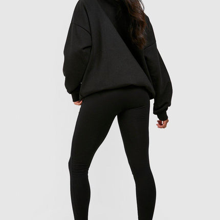 UNICORN Women's Basic Leggings With Large Waistband Black XS S M L XL