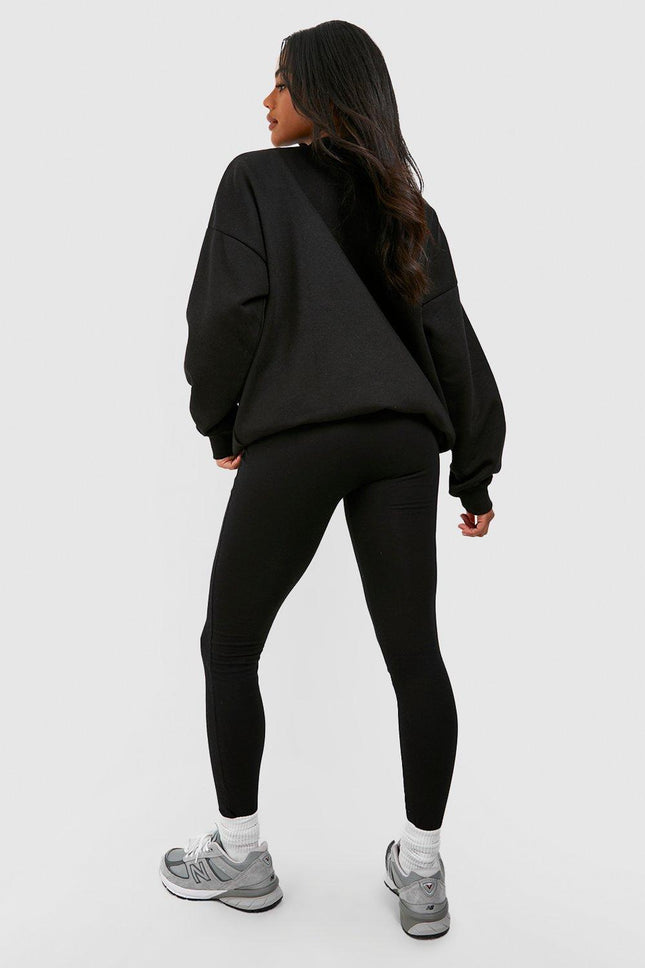 UNICORN Women's Basic Leggings With Large Waistband Black XS S M L XL