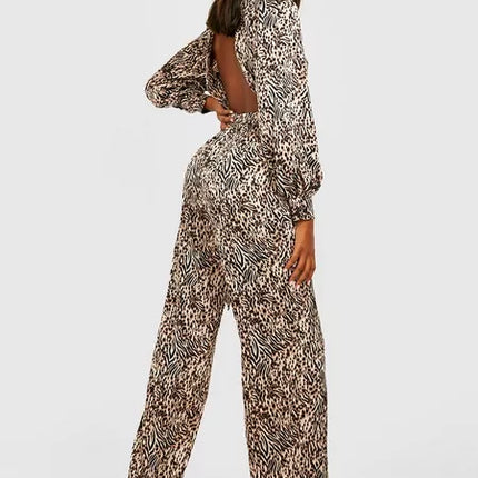 UNICORN Women's jumpsuit animal print brown beige s