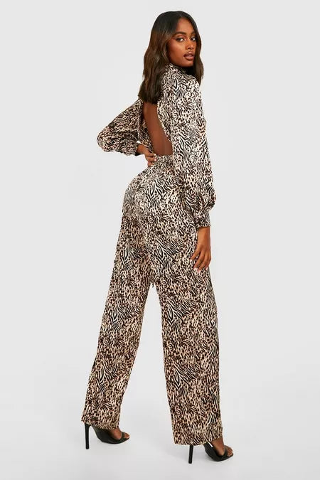 UNICORN Women's jumpsuit animal print brown beige s