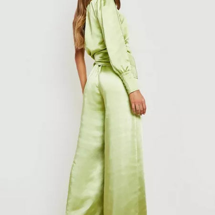 UNICORN Women's jumpsuit satin green black s m
